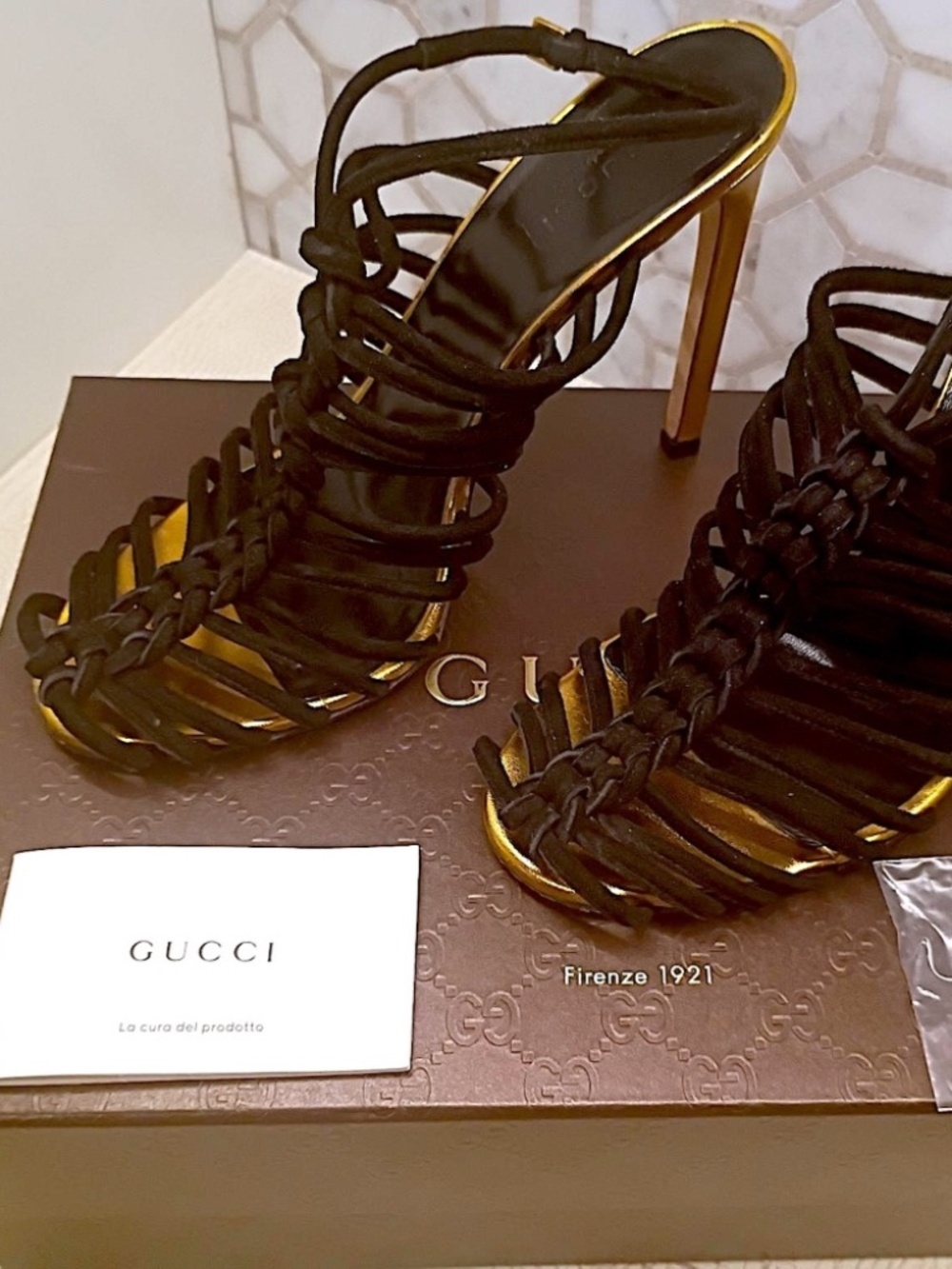 🔥 GUCCI Caged Angelique Heels EU 38.5 US 8/8.5 USED - Picture 15 of 16